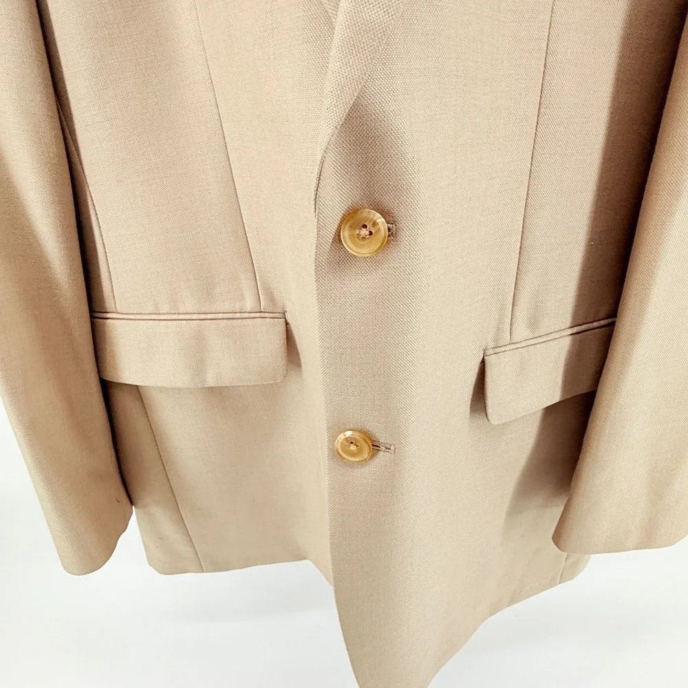 Ralph by Ralph‎ Lauren Tan Silk Wool Blazer Jacket 42L